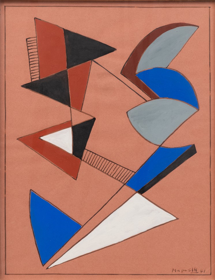 Alberto Magnelli, Composizione, 1941, gouaches e inchiostro su carta, cm 27x21