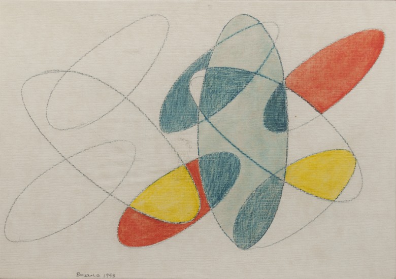Angelo Bozzola, Schizzo preparatorio, 1953, matita e pastello acquarellato su carta, cm 23,8x33,8