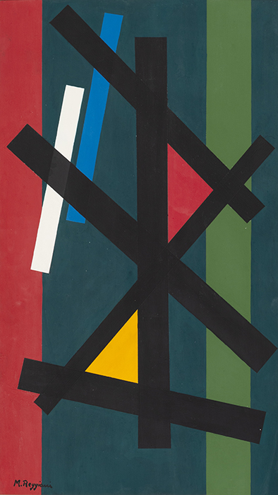 Mauro Reggiani, Composizione, 1953, olio su tavola, cm 80x45
