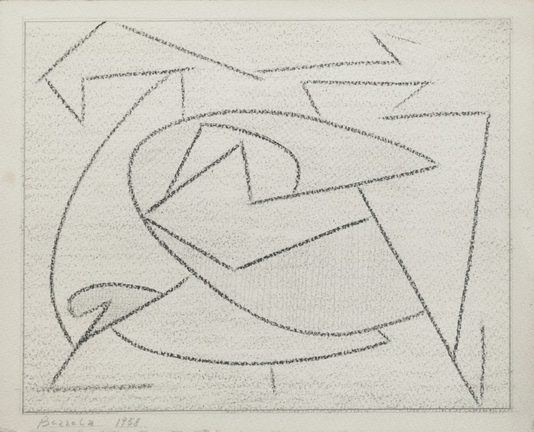 Angelo Bozzola, Schizzo preparatorio, 1958, matita grassa su carta, cm 24,3x30