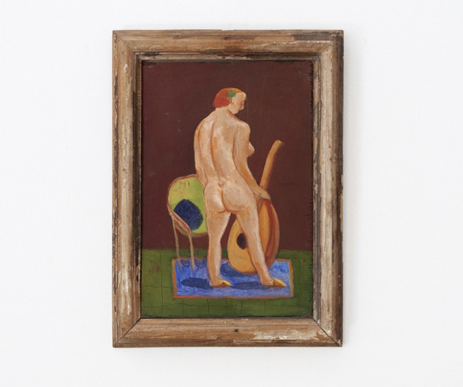 Gian Carozzi, Nudo con liuto, 1970 ca., cm 30x20