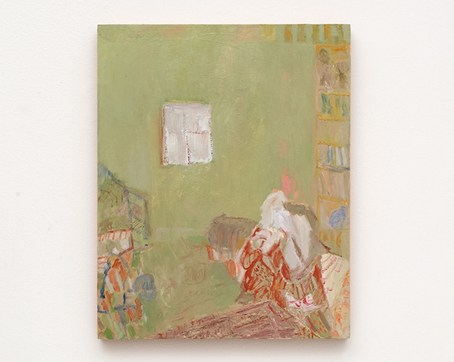 Beatrice Meoni, Lo sudio, 2024, olio su tavola 41x33