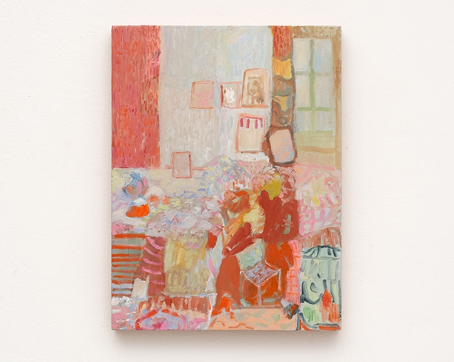 Beatrice Meoni, Lo studio, 2024, olio su tavola 33x25