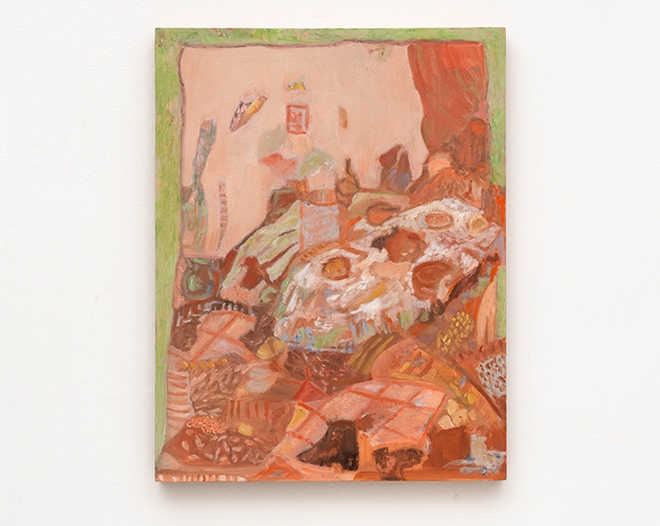 Beatrice Meoni, Lo studio. Pranzo, 2024, olio su tavola 45x33