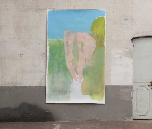 Cesare Biratoni, Figure, 2017, tecnica mista su carta, cm 240x150