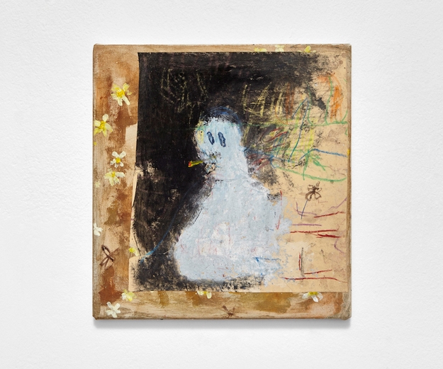 Marco Salvetti, Senza titolo, 2021, olio e pastelli su tela, cm 35x37