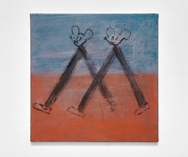 Marco Salvetti, Senza titolo, 2021, olio e pastelli su carta su tela, cm 52x51