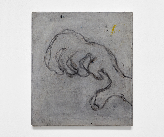 Marco Salvetti, Senza titolo, 2022, carbone su tela, cm 57x43
