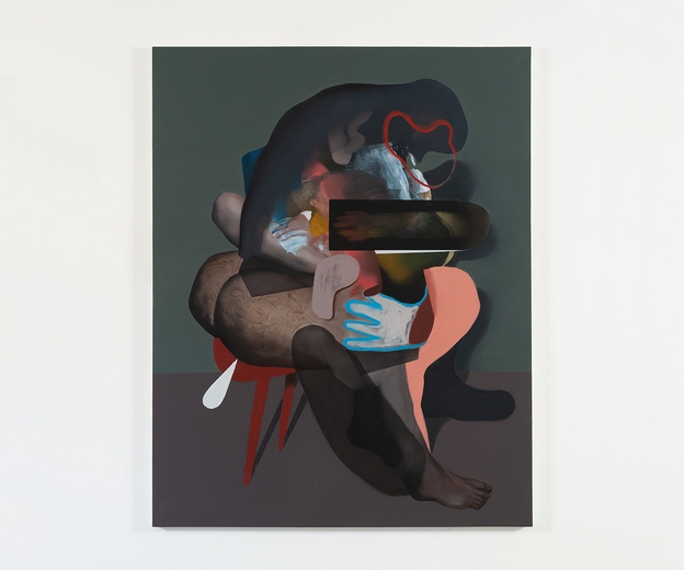 Giuliano Sale, Red Chair, 2022, olio su tela, cm 140x100