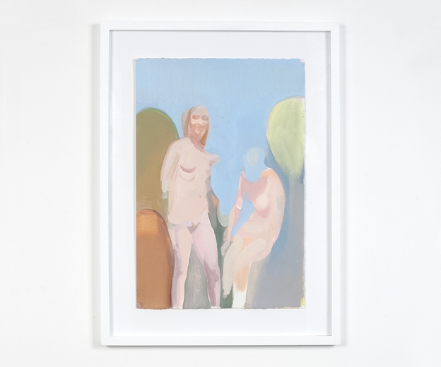 Cesare Biratoni, Bagnanti, 2015, olio su carta, cm 57x38