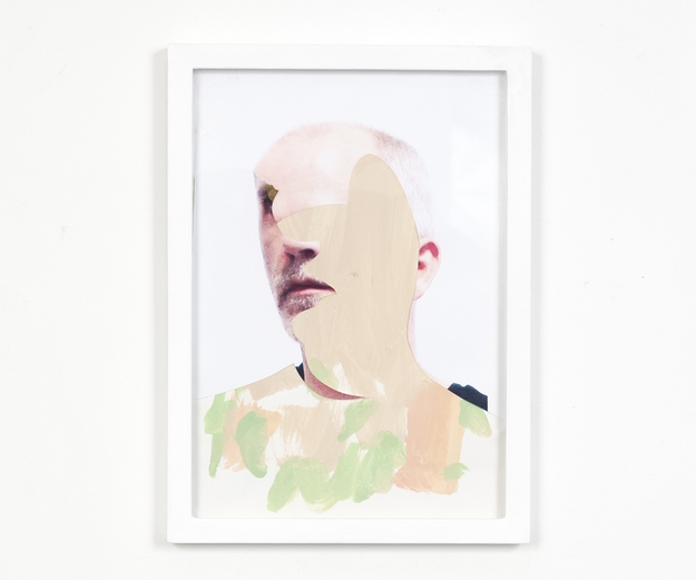 Cesare Biratoni, Testa, 2020, tecnica mista e collage su carta, cm 29,7x21