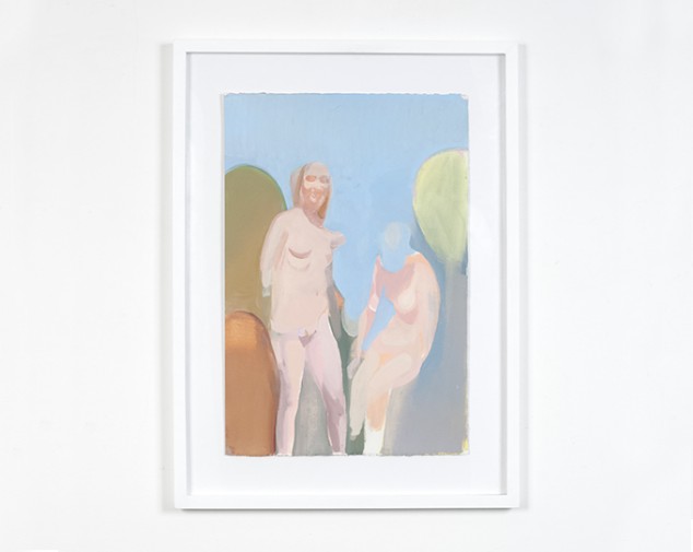 Cesare Biratoni, Bagnanti, 2015, olio su carta, cm 57x38