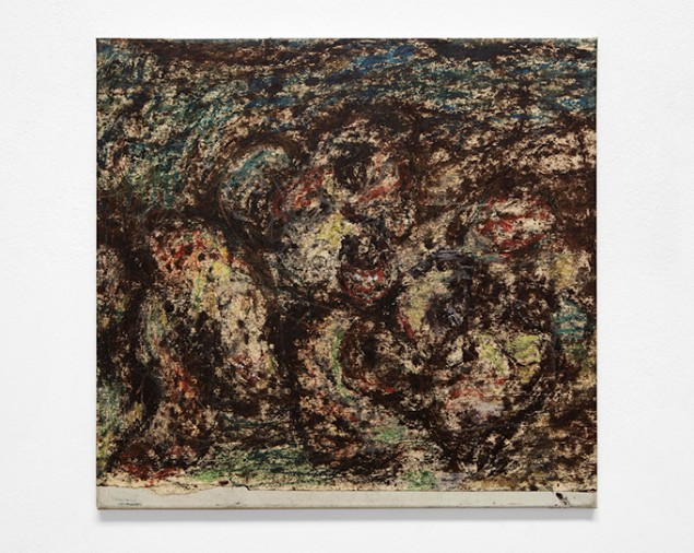 Marco Salvetti, Senza titolo, 2022, pastelli e olibar su carta su tela, cm 50x53