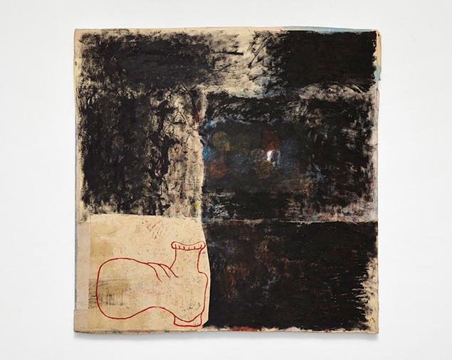 Marco Salvetti, Senza titolo, 2021, olio e pastelli su carta su tela, cm 130x130