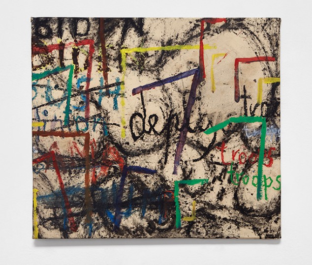 Marco Salvetti, st(22_16), 2022, olio, oilbar e pastelli su carta su tela, cm 66x60