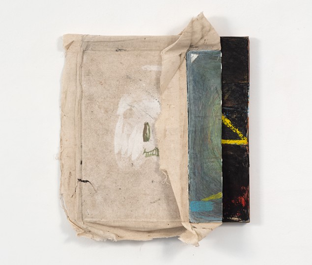 Marco Salvetti, st(23_10), 2022, tele sovrapposte, olio e gesso su tela, olio e carta su tela, cm 39x36