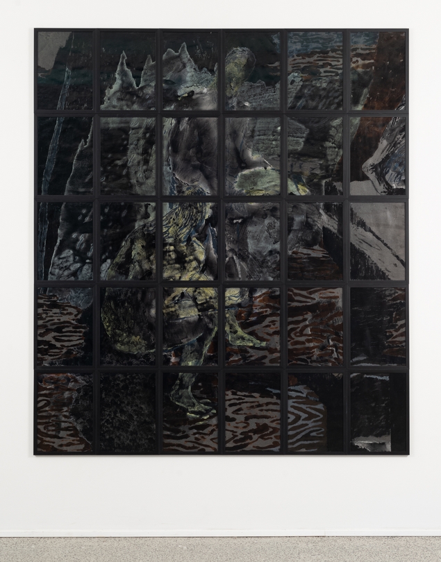 Andrea Barzaghi, Pittura nera, 2023, mista su carta, 214x188 cm