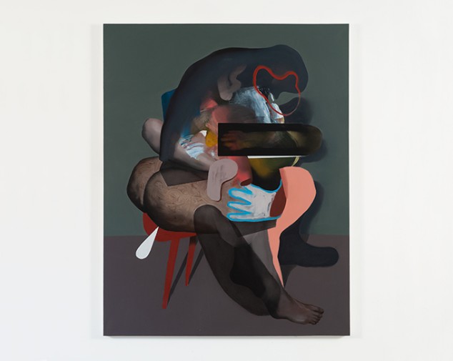 Giuliano Sale, Red Chair, 2022, olio su tela, cm 140x110