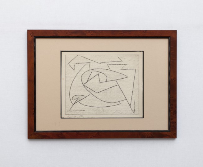 Angelo Bozzola, Composizione, 1953, matita e pastello acquerellato su carta Winsor, cm 24,3x30