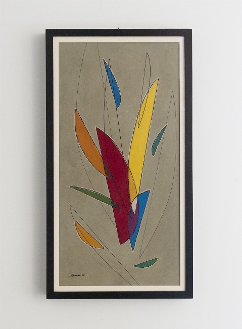 Luigi Veronesi, Composizione diagonale, 1950, tempera su tavola, cm 96x48
